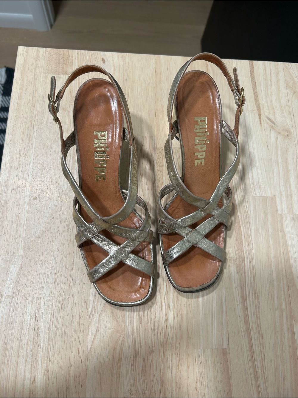 Gold vintage Strappy Slingback Sandals - Women's